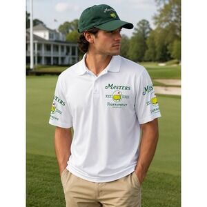 Masters Tournament Augusta GA Polo Shirt Men's 2XL White Golf Polyester